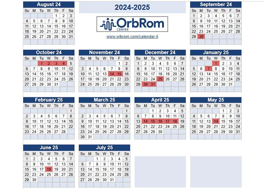 OrbRom Center Calendar OrbRom Center