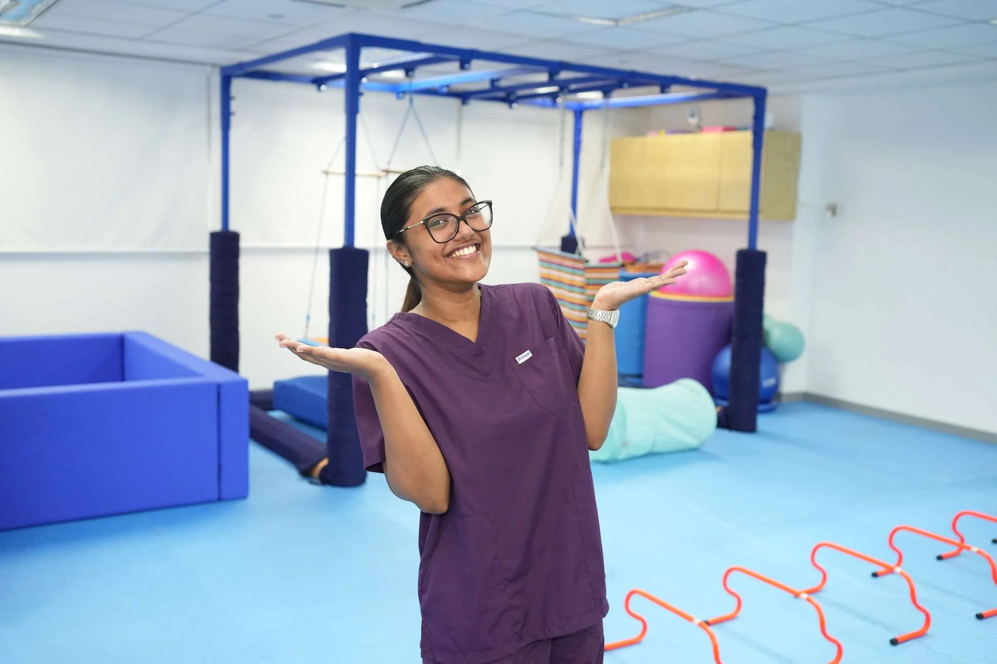 OrbRom occupational therapist in sensory room designed for autism and sensory integration in Phnom Penh