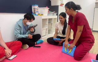 AAC training session with a speech language pathologist supporting functional communication skills