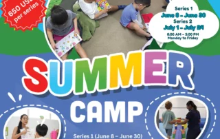 children participating in structured summer camp activities in Phnom Penh